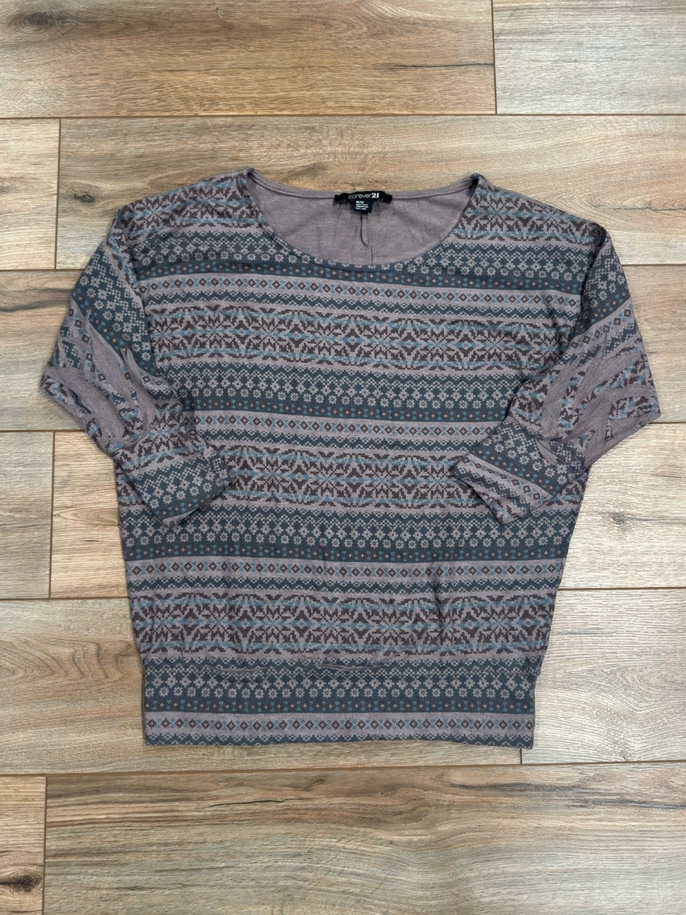 FOREVER 21 2000s Taupe Patterned Slouch Top | Size Medium